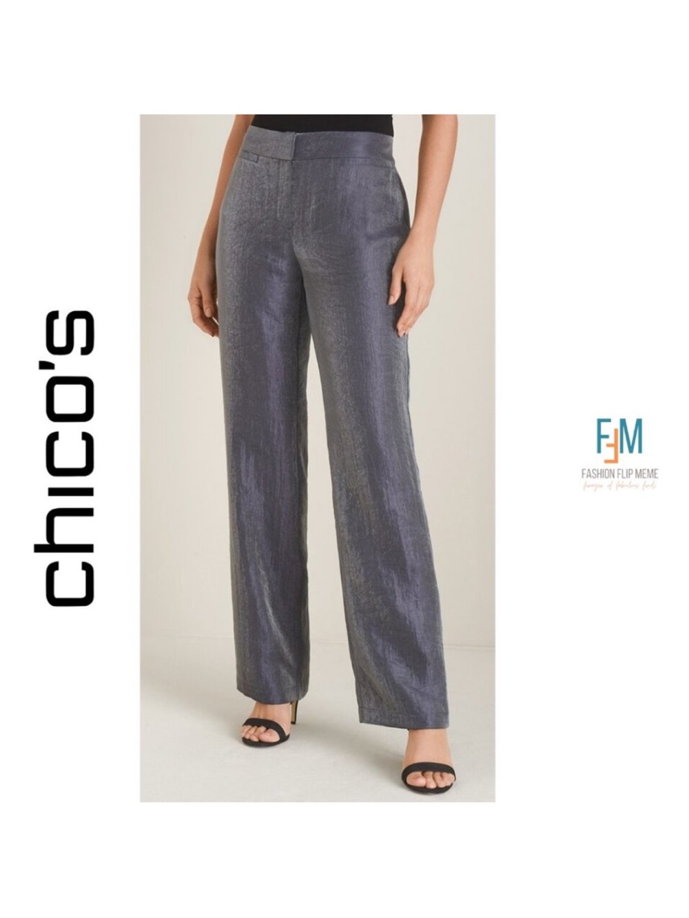 Chico's‎ Metallic Shimmer Trousers, 2R Size 12